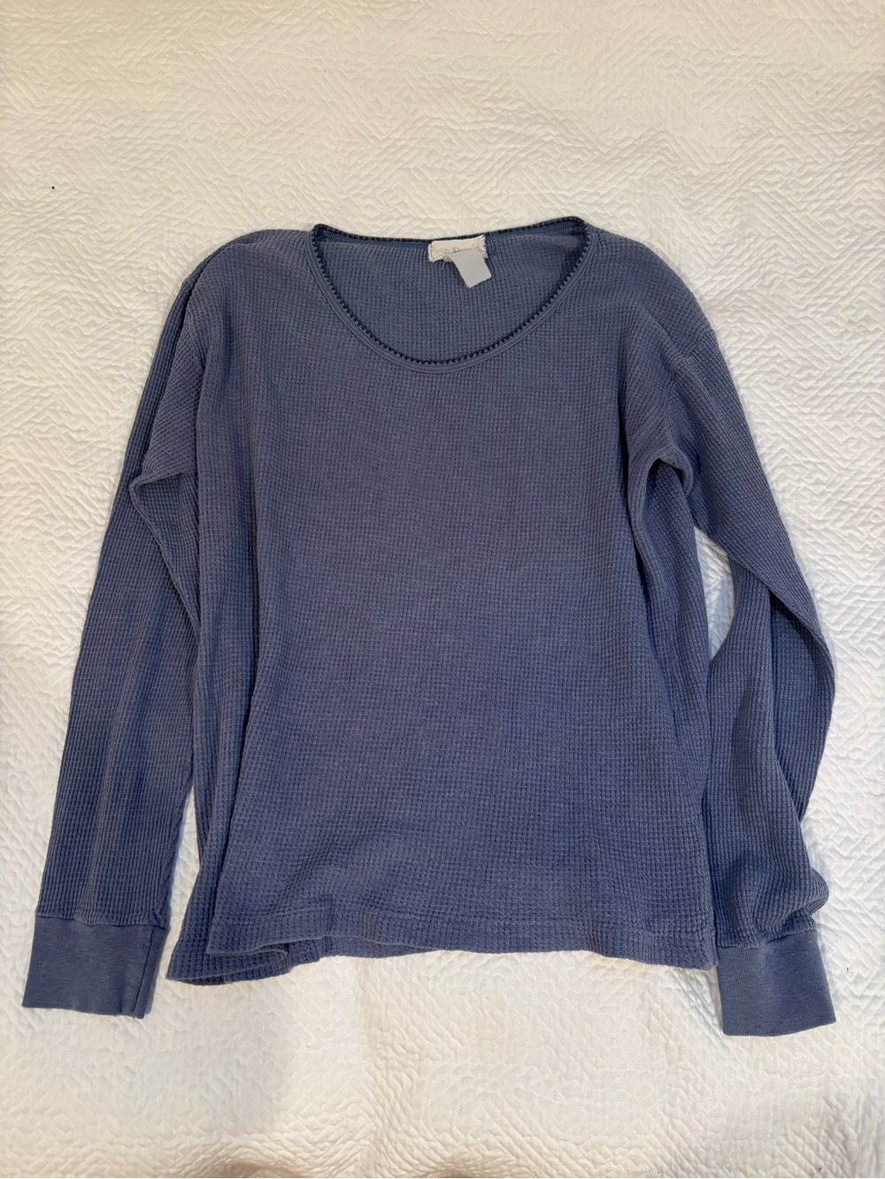 Free People Waffle Knit Long Sleeve Top - Dusty Blue
